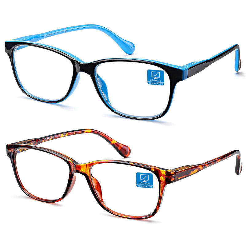 K KENZHOU Blue Light Blocking Glasses/Computer/Gaming/TV/Phones Glasses with Spring Hinges, Anti Eyestrain & UV Glare, Ease Dry Eye, Headache, Blurry Vision, for Men & Women (2 Pack) Twilight and Blue - BeesActive Australia