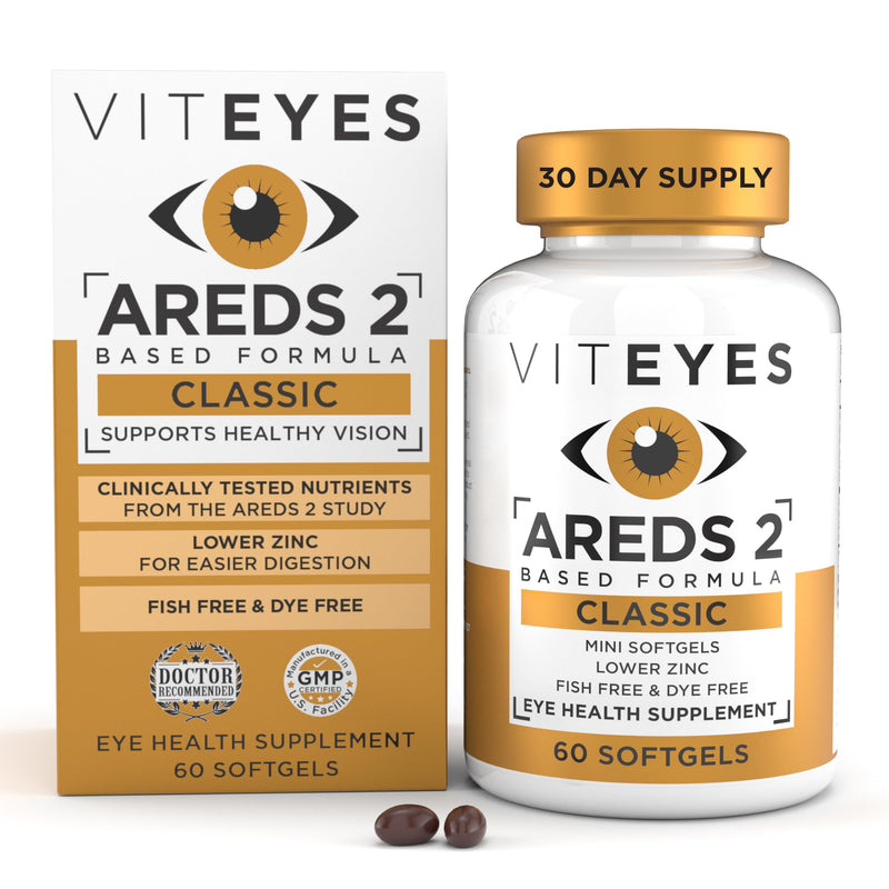 Viteyes AREDS 2 Classic Macular Health Formula Softgels, Eye Health Vitamin for Vision Protection, Lower Zinc, Eye Vitamins, Macular Vitamins, Beta-Carotene Free, 60 Softgels 60 Count (Pack of 1)