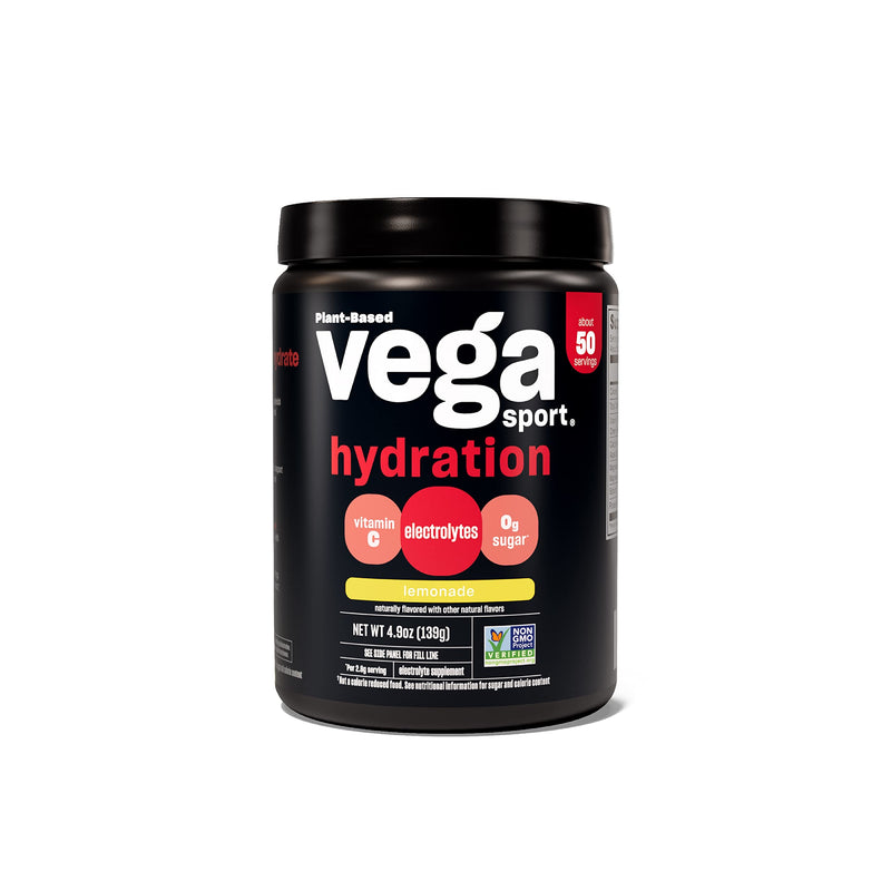 Vega Sport Hydration Electrolyte Powder, Lemonade - Post Workout Recovery Drink for Women and Men, Vitamin C, Vegan, Keto, Sugar Free, Dairy Free, Gluten Free, Non GMO, 4.9 oz 50 Servings (Pack of 1) - BeesActive Australia