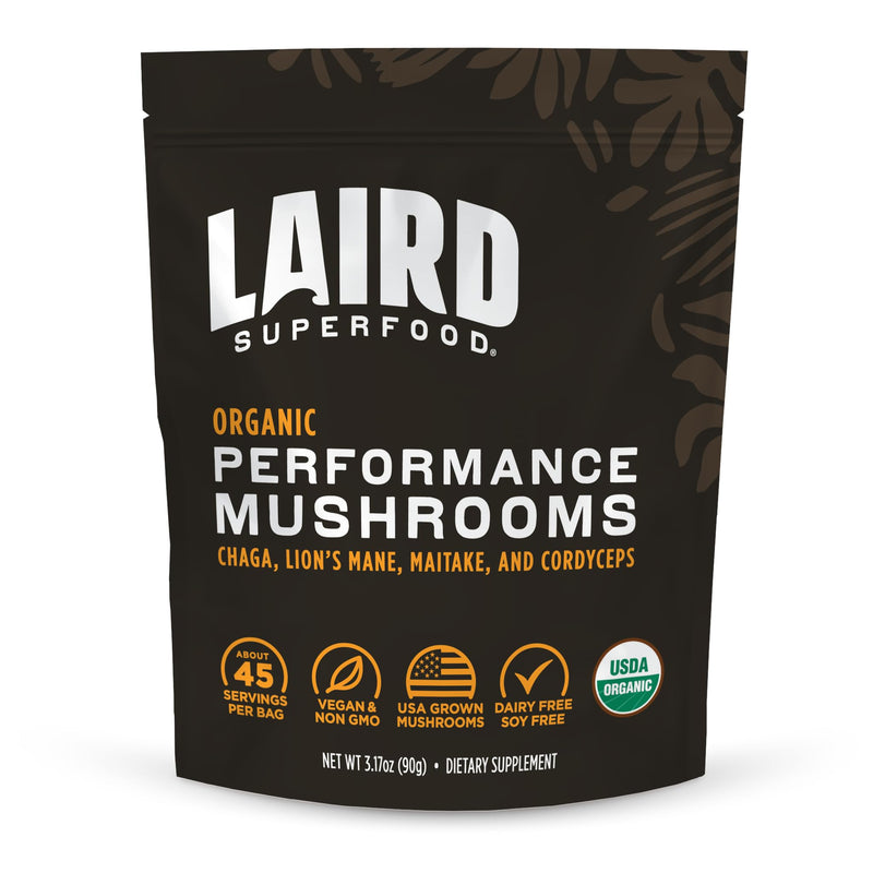 Laird Superfood Organic Performance Mushroom Blend with Chaga, Cordyceps, Lion's Mane and Maitake for Energy and Cognition, 3.17 oz. Bag, Pack of 1 Performance Mushrooms - BeesActive Australia