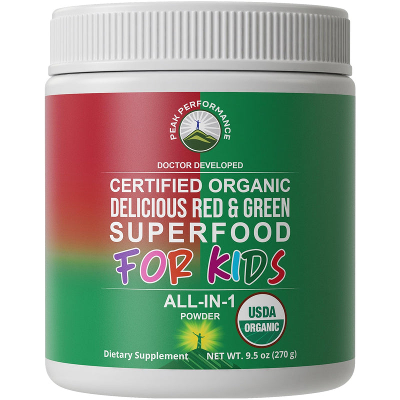 Kids Greens + Reds Superfood Powder. Best Tasting Organic Vegan Super Food | Green and Red Superfoods Juice Powder Supplement for Children with 25+ Fruits and Vegetables. Gluten Free Real Food Vitamins