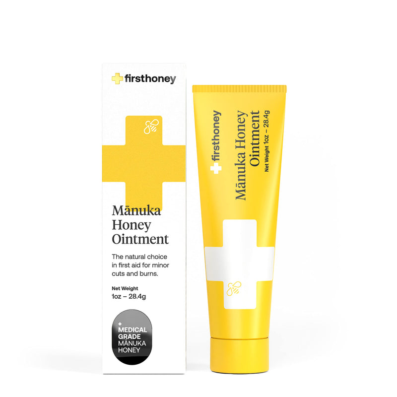 First Honey Wound Healing Ointment [ 1oz - 28.4g ] | 100% Active Leptospermum | Fast Relief & Skin Repair | Manuka Honey from New Zealand | Antibiotic Free Burn Care, Scar Gel, Dressing Aid 1 Ounce (Pack of 1) - BeesActive Australia