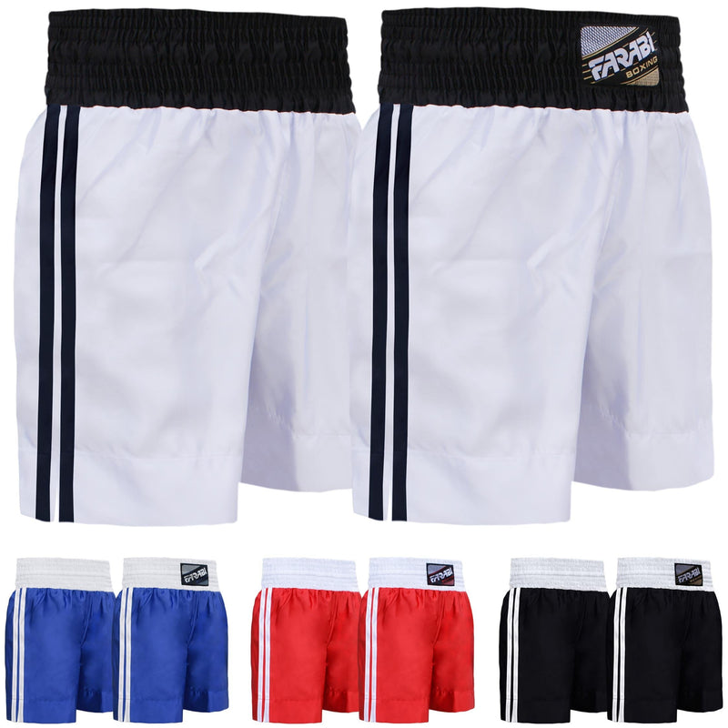 Farabi Sports Boxing Shorts – Boxing Trunks for Training Punching, Sparring Fitness Gym Kickboxing Shorts Men & Women White Large