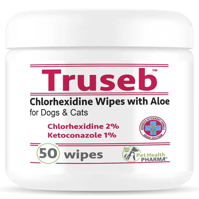 Chlorhexidianes Wipes for Dogs, Cats and Horses (Made in U.S.A) (USA) (Ketoconazole & Chlorhexidine Wipes, 50 Count) - PawsPlanet Australia