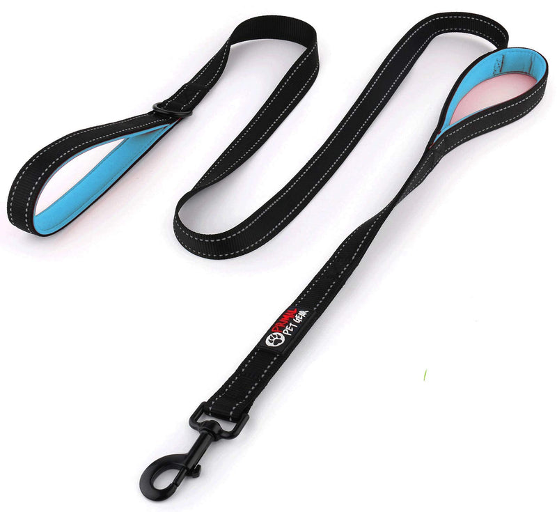 Dog Leash 6ft long,Traffic Padded Two Handle,Heavy Duty,Reflective Double Handles Lead for Control Safety Training,Leashes for Large Dogs or Medium Dogs,Dual Handles Leads(Black) Black-Blue - BeesActive Australia