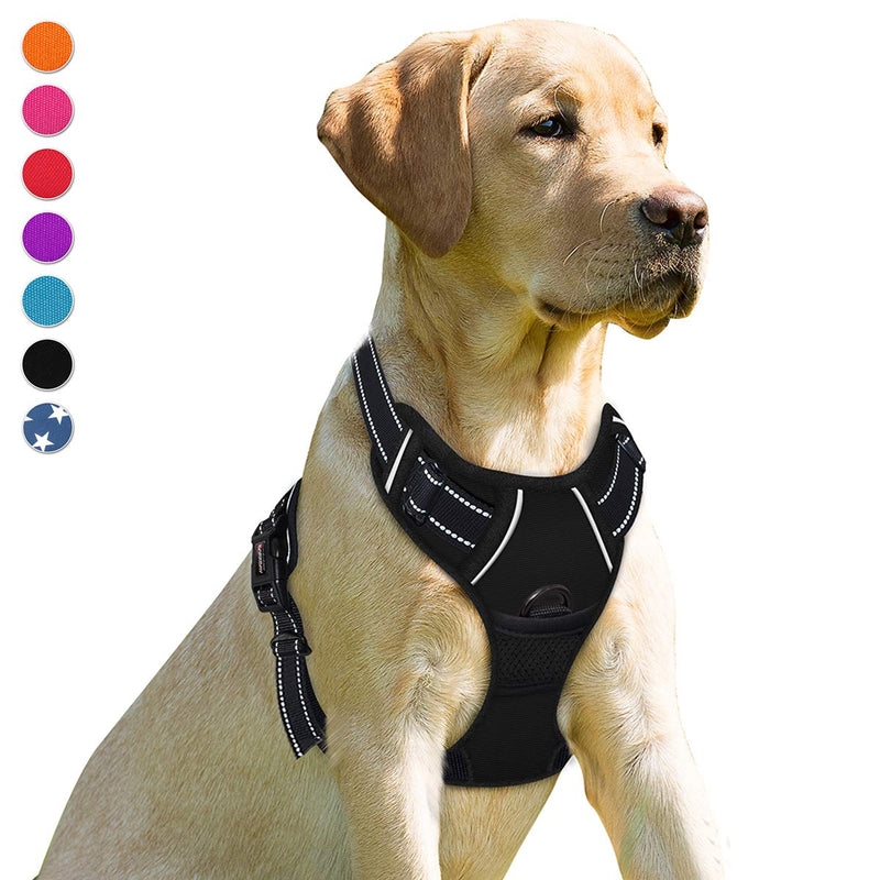 BARKBAY No Pull Dog Harness Front Clip Heavy Duty Reflective Easy Control Handle for Large Dog Walking(Black,L) Large(Chest:27-32") Black - BeesActive Australia