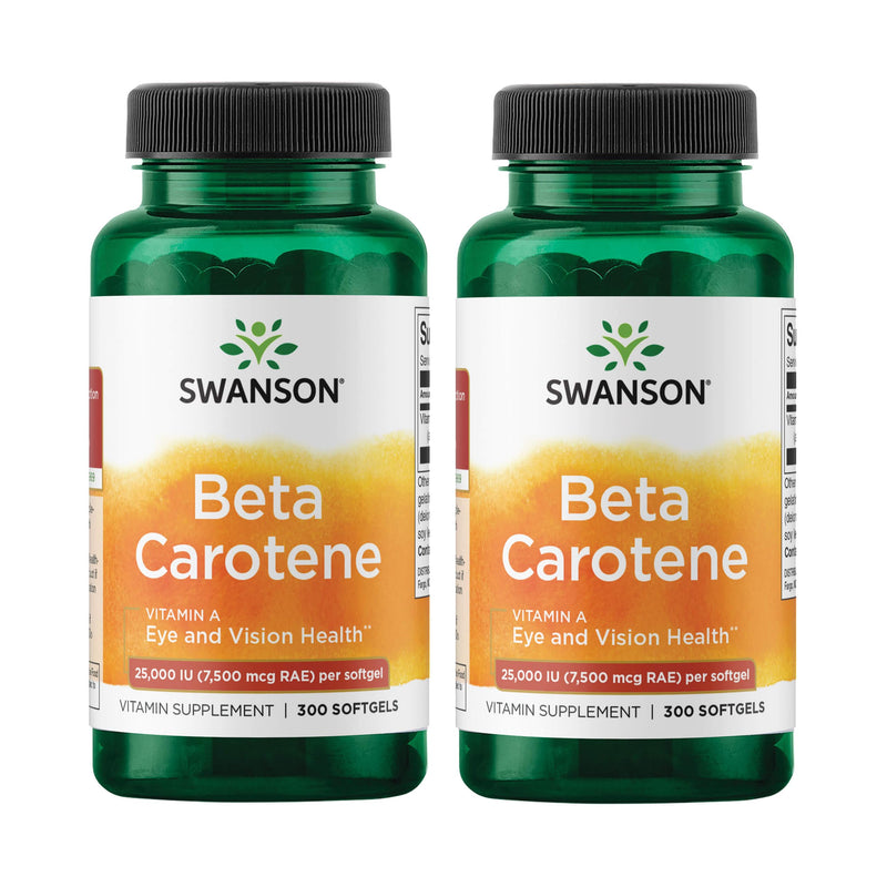 Swanson Beta-Carotene Vitamin A 25000 IU Skin Eye Immune System Health Antioxidant Support 7500 mcg 300 Softgels Count (2 Pack) 300 Count (Pack of 2)