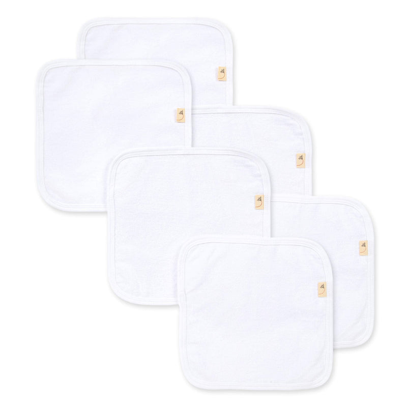 Burts Bees Baby Infant Washcloths Made of 100% Organic Cotton, Soft and Super Absorbent Knit Terry Cloths, 6-Pack Newborn Bath Essentials, Heather Gray and White Wash Cloths Cloud White - BeesActive Australia