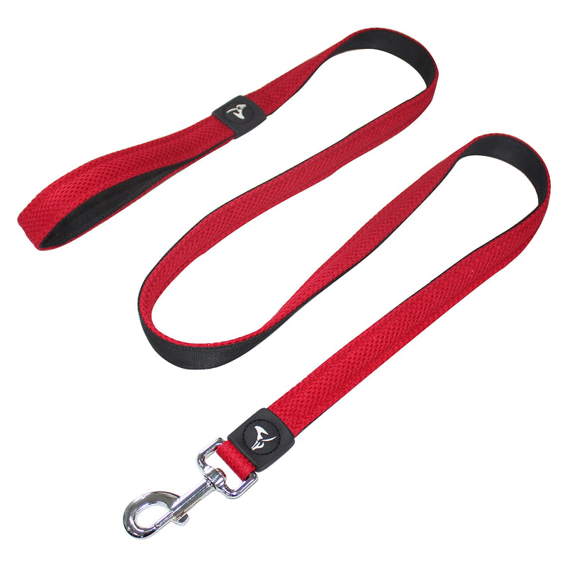 Kruz Premier 5ft Dog Mesh Leash - KZA1160-14M/L - Lightweight, Breathable, Comfort Puffy Mesh Leash - Secure Dual-Layered Tangle-Free Mesh Lead for Dog Walking, Running, Training - Red - 1" x 5 FT Large: 1" x 5 FT - BeesActive Australia