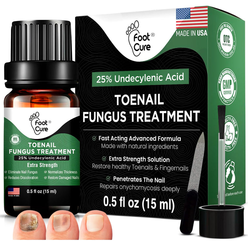Foot Cure Toenail Fungus Treatment Extra Strength – Athletes Foot Treatment for Toenails, Restorative Nail Repair for Damaged Nails, Toenail Softener with Tea Tree Oil & Oregano Oil - Made in USA 0.5 Fl Oz (Pack of 1)