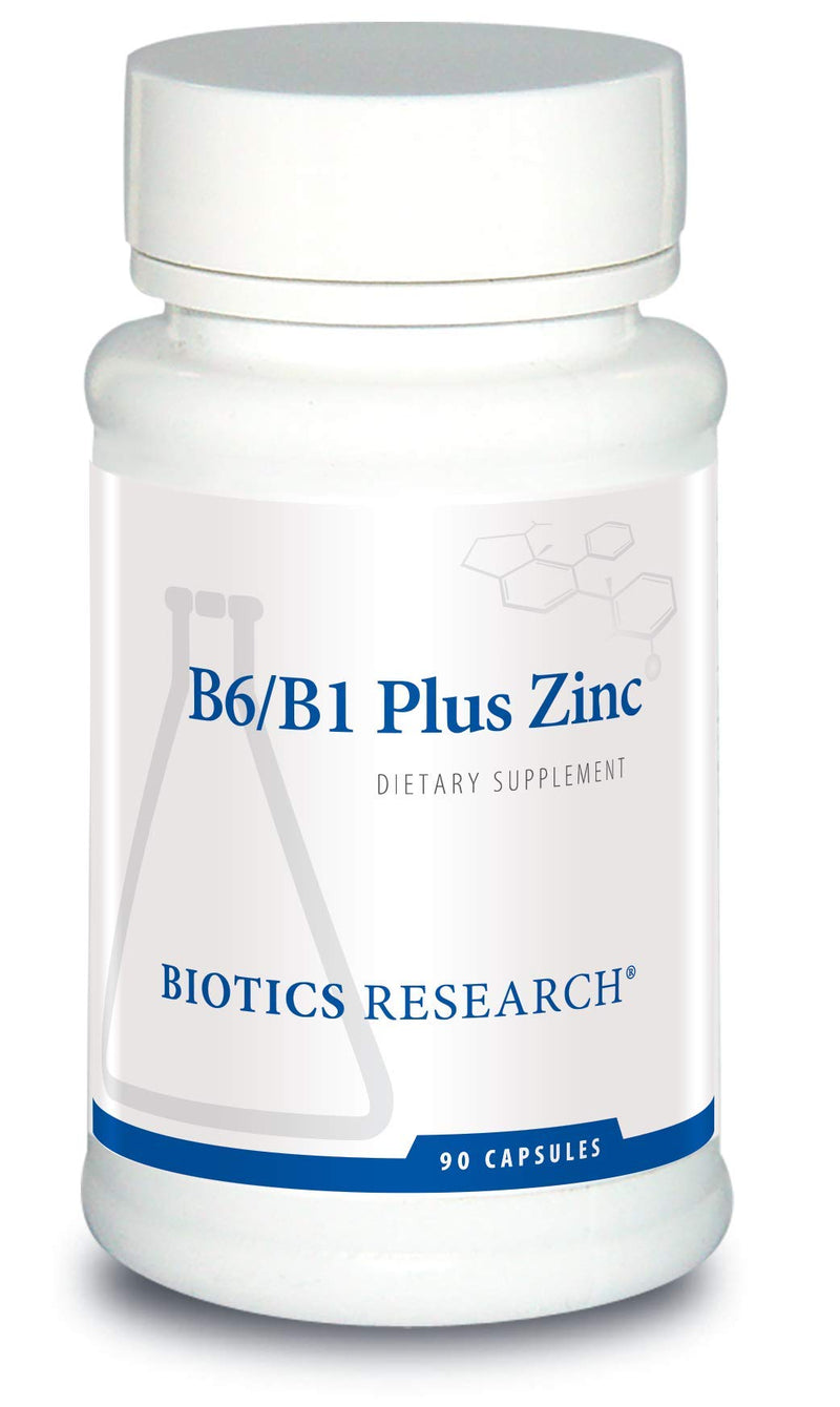 Biotics Research B6 B1 Plus Zinc Supplies Active Forms of B Vitamins, 5mg of Highly bioavailable Form of zinc, Aids in Activity of Over 300 Different zinc Dependent enzymes 90 Capsules