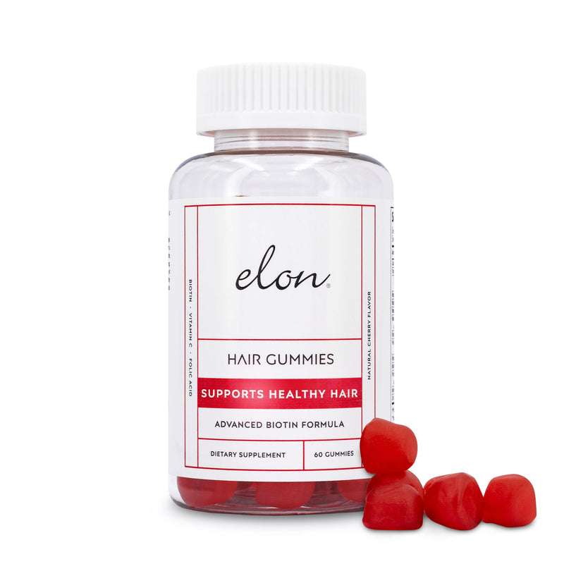Elon Biotin Gummies for Hair Growth – 60 Count Biotin 5000mcg Per Serving for Hair, Skin and Nails – Vitamin A, Folic Acid, & Vitamin E - Pectin Cherry Flavored Gummies (30 Day Supply) 1 Count (Pack of 1)