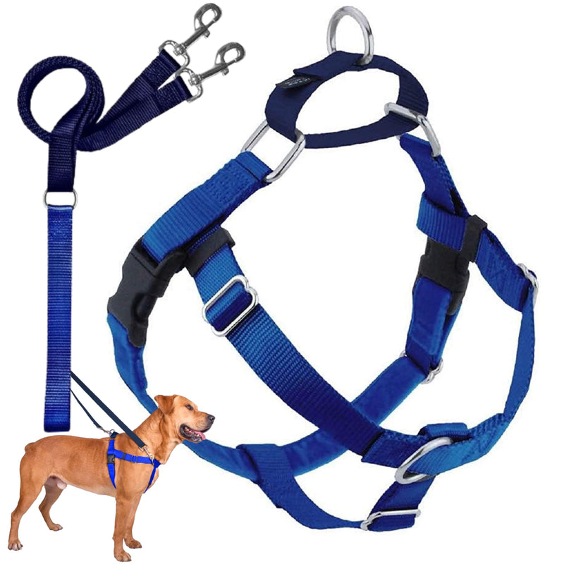 2 Hounds Design Freedom No Pull Dog Harness | Comfortable Control for Easy Walking |Adjustable Dog Harness and Leash Set | Small, Medium & Large Dogs | Made in USA | Solid Colors | 1" LG Royal Blue LG (Chest 28"- 32") - BeesActive Australia