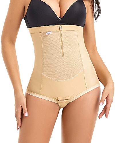 MOVWIN Postpartum Belly Wrap C Section Panties Belly Band Abdominal Compression Corset Girdle Shorts with Zipper XX-Large Beige