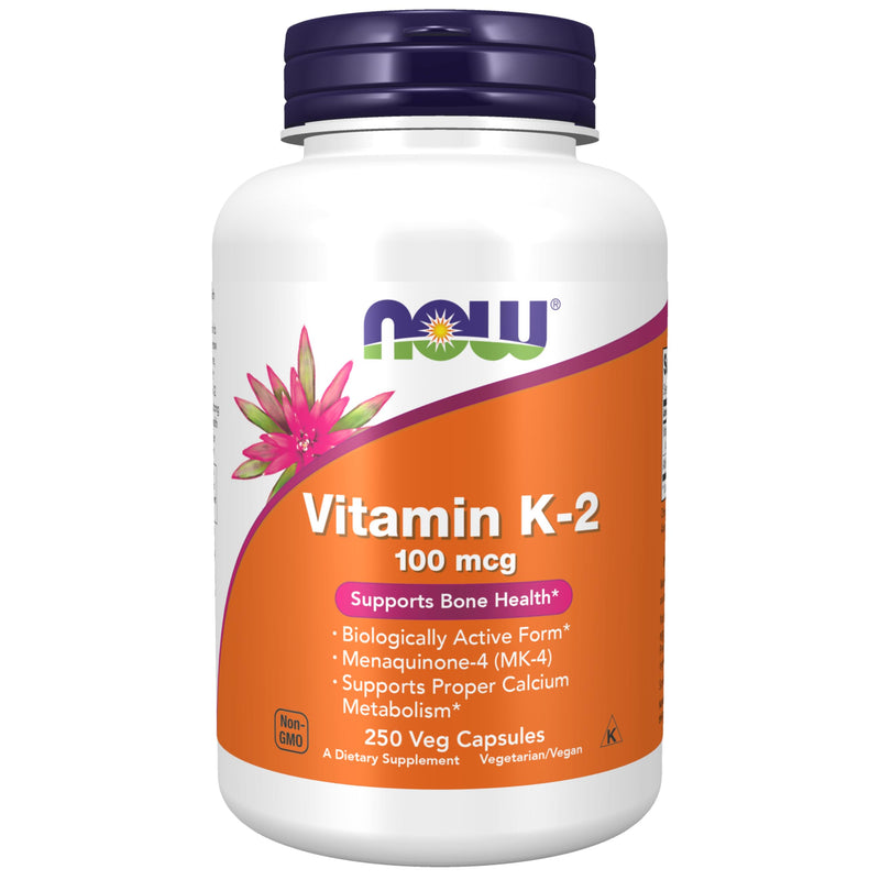 NOW Foods Supplements, Vitamin K-2 100 mcg, Menaquinone-4 (MK-4), Supports Bone Health*, 250 Veg Capsules 1