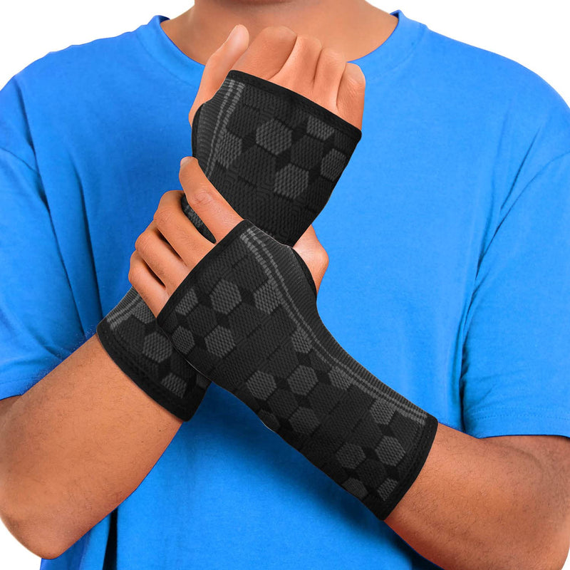 Sparthos Wrist Support Sleeves (Pair) – Medical Compression for Carpal Tunnel and Wrist Pain Relief – Wrist Brace for Men and Women – Made from Innovative Breathable Elastic Blend Medium Midnight Black - BeesActive Australia