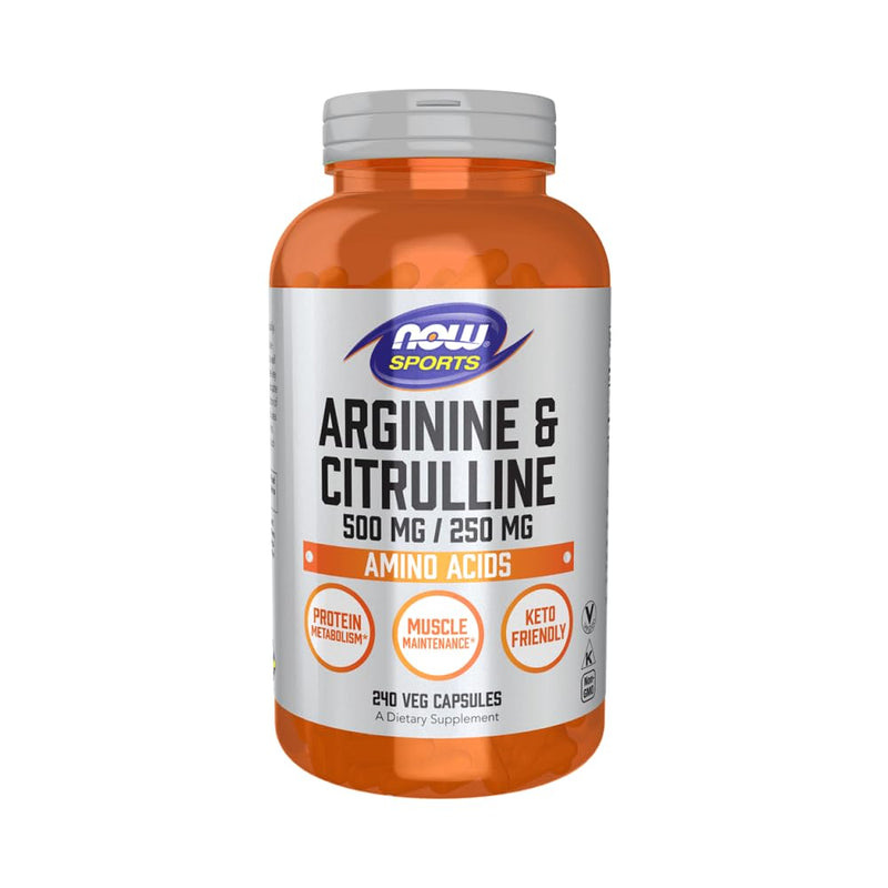 NOW Foods - Arginine 500mg & Citrulline 250mg Amino Acids - 240 Vegetable Capsule(s)
