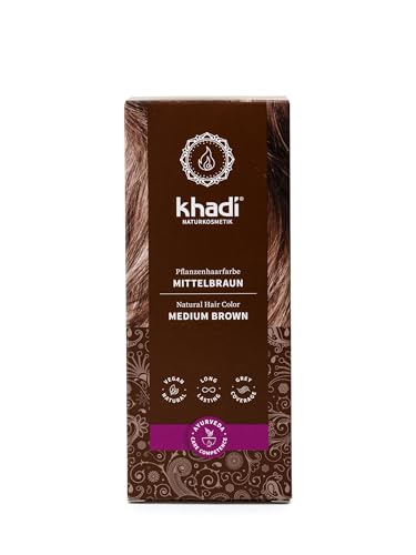 khadi MEDIUM BROWN Natural Hair Color - Hair dye for lively, warm cinnamon brown to strong, deep medium brown - 100% plant-based - 3.5 oz 3.5 Ounce (Pack of 1)