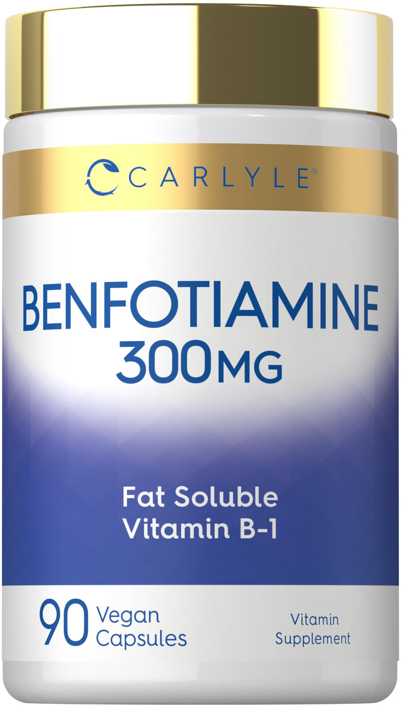 Carlyle Benfotiamine 300mg | 90 Capsules | Fat Soluble Vitamin B1 Thiamine | Vegan, Non-GMO, Gluten Free Supplement