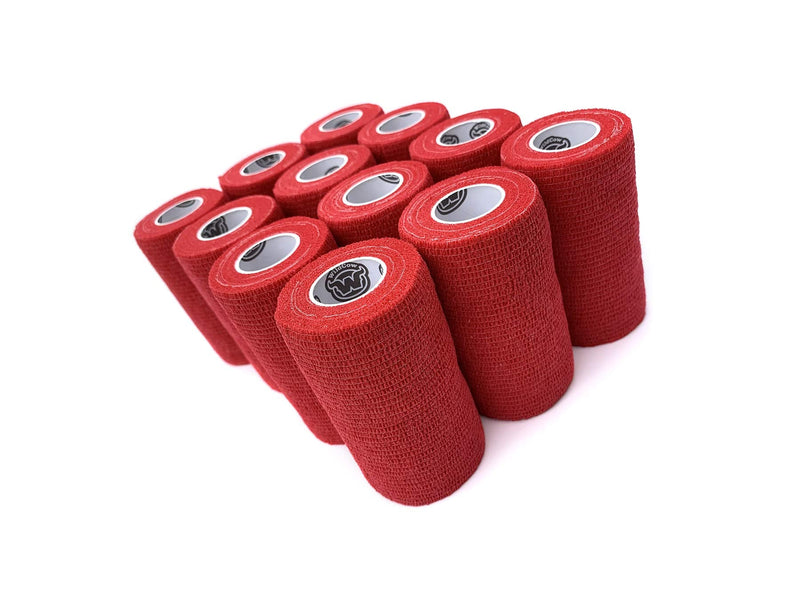 4" Red Vet Wrap Tape Bulk, 12 Pack Cohesive Bandage Wrap, Self Adherent Grip Rolls … 4 Inch - BeesActive Australia
