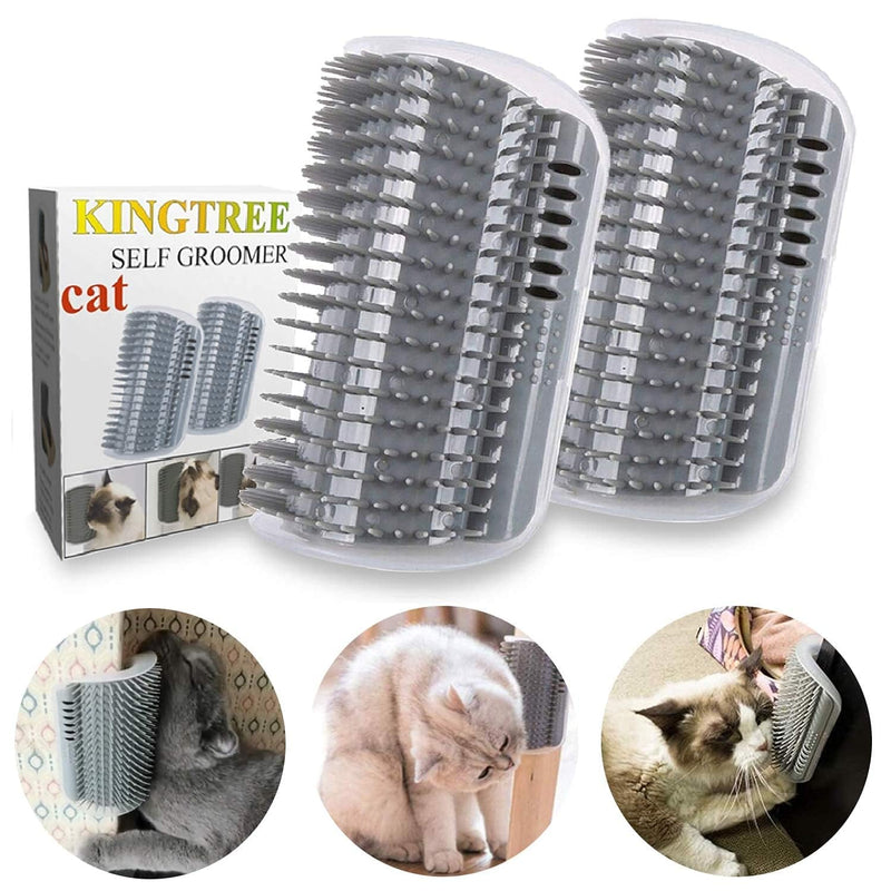 Kingtree Cat Corner Scratcher Self Groomer with Catnip, 2 Pack Softer Cat Face Scratchers Wall Corner Grooming Massage Combs for Long & Short Fur Cats Gray - BeesActive Australia