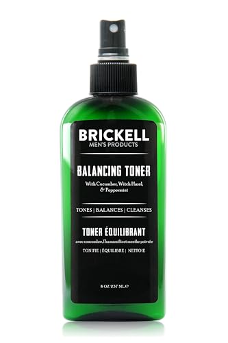 Brickell Men's Balancing Toner for Men, Alcohol-Free Mint Facial Toner with Witch Hazel, Aloe, and Cucumber, 8 Ounce, Scented 8 Ounce (Pack of 1)