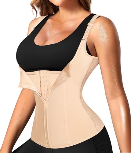 Nebility Waist Trainer for Women Corset Shapewear Waist Cincher Tank Top Medium Beige
