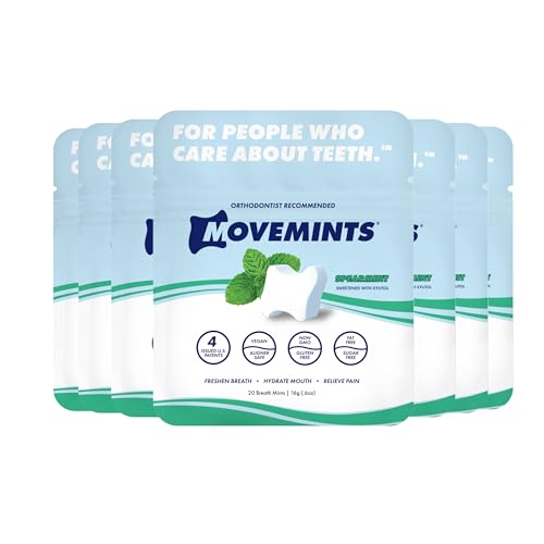 Movemints Clear Aligner Mints - Patented Aligner Seating Mints - Edible Alternative to Aligner Chewies - Spearmint Flavor - 20 Count (Pack of 7) 20 Count (Pack of 7)