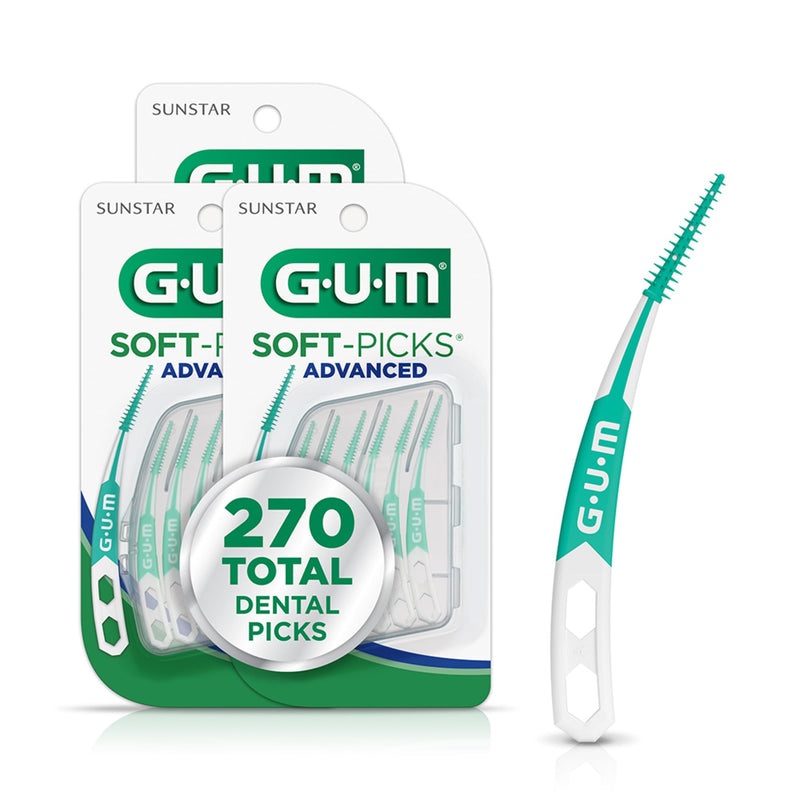 GUM Soft-Picks Advanced, Dental Picks for Teeth Cleaning and Gum Health, Disposable Interdental Brushes with Convenient Carry Case, Dentist Recommended Dental Picks, 90 Count (Pack of 3) 270 Total Original 90 Count (Pack of 3) - BeesActive Australia