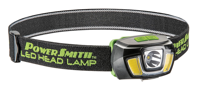 PowerSmith PHLR225D 2x250 Lumen Rechargeable LED Headlamp Weatherproof Lithium-Ion Battery with Flood/Spot/Strobe Light, Tiltable Head, Adjustable Head Strap, and 8 Hour Run-Time , Black