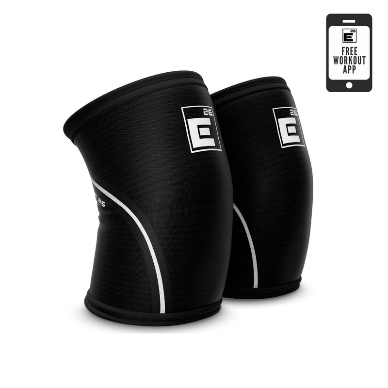 Element 26 Knee Sleeves for Weightlifting (Sold as a Pair) - 6mm Premium Neoprene for Compression, Mobility, and Warmth - Compression Sleeve for Functional Fitness, Squats, Deadlifts (Medium, Black) Medium Black and White
