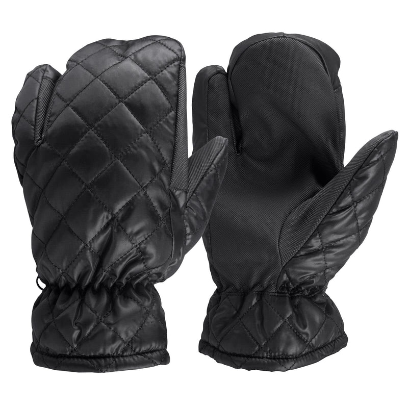 HORZE Adult Quilted Winter 3-Finger Horseback Riding Mittens with Synthetic Leather for Extra Rein Grip Black 10 - BeesActive Australia