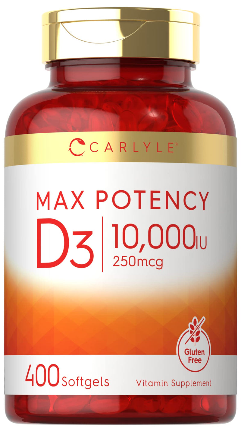 Carlyle Vitamin D 10000 IU 400 Softgels | Value Size | Max Potency | Non-GMO, Gluten Free Supplement 400 Count (Pack of 1) - BeesActive Australia