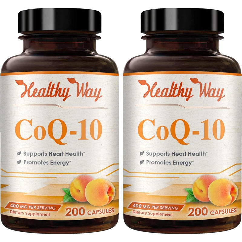 Coenzyme Q10 400mg CoQ10 Supplement - Once Daily Coq 10 400mg Powder Capsules for Healthy Heart Antioxidant and Energy Support - Non-GMO Quick Absorption Ubiquinone Q10 Coenzyme (200 Servings) 200 Count (Pack of 2)
