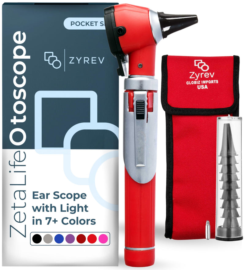 Zyrev ZetaLife Otoscope - Ear Scope with Light, Ear Infection Detector, Pocket Size (Red Color) Red - BeesActive Australia