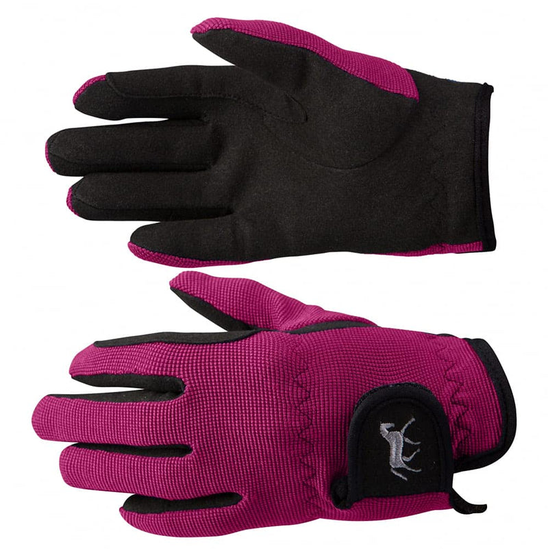 HORZE Kids' Unisex Stretchy Adjustable Horse Riding Equestrian Gloves with Suede Grip and Pony Design Byzantine Pink 4 - BeesActive Australia