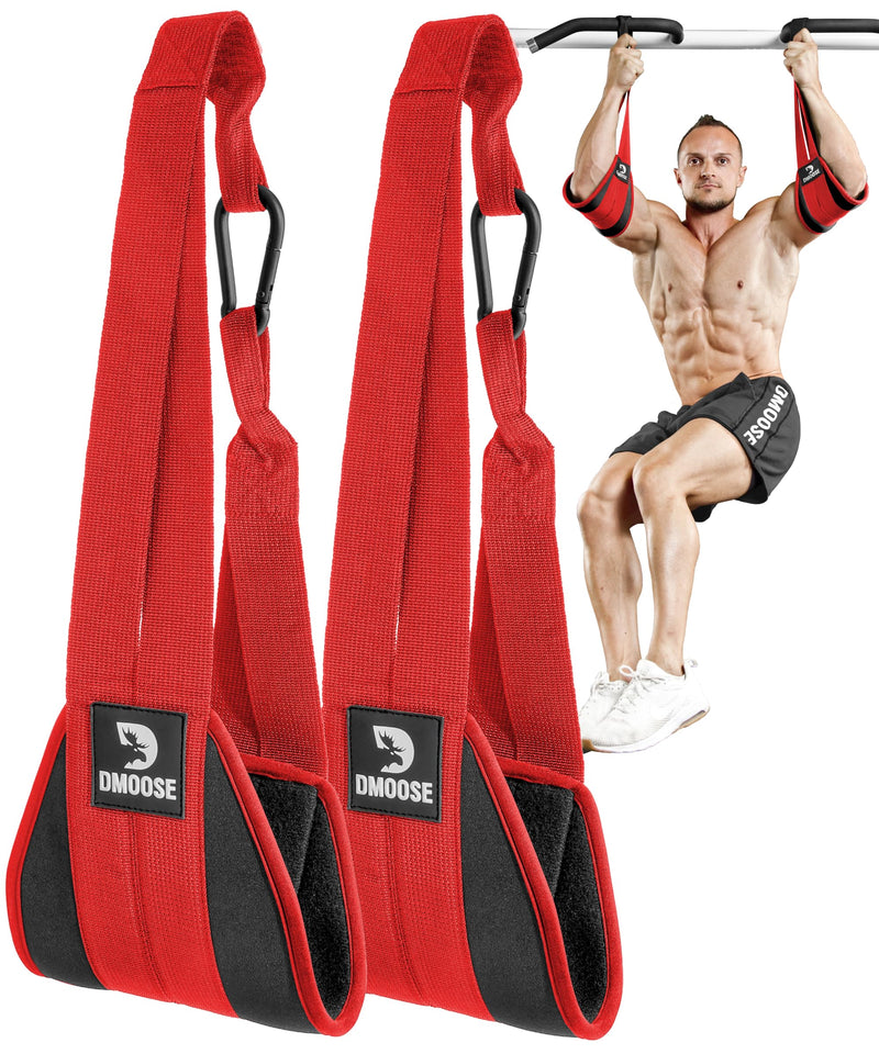 DMoose Fitness Hanging Ab Straps for Pull Up Bar & Core Strength Training - Soft Padded Exercise Straps for Ab Swing & Leg Raises, Hang Bar Strap with 2 Steel Carabiners - Abs Equipment for Home & Gym Devil