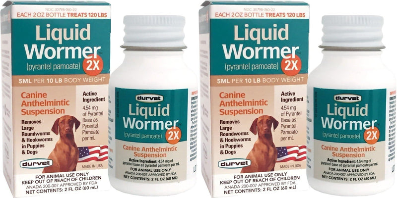 Durvet 2X Liquid Wormer, 2 oz, for Puppies and Adult Dogs - Pack of 2 - BeesActive Australia