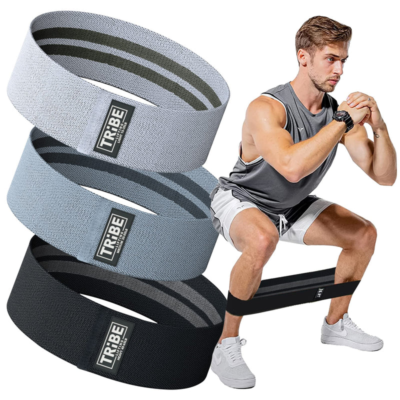 Tribe Lifting Fabric Resistance Bands for Legs - Workout Bands Resistance Bands for Men and Women - Booty Bands for Working Out - Exercise Bands Resistance Bands Set - Elastic Bands for Exercise Grey - BeesActive Australia