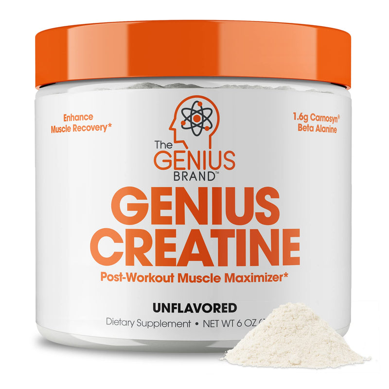 Genius Micronized Creatine Monohydrate Powder, Post Workout Supplement, Unflavored - 100% Naturally Flavored & Sweetened - Supports Muscle Building, Cellular Energy & Cognitive Function – 170g - BeesActive Australia