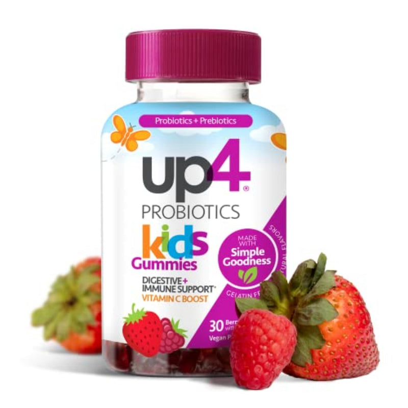 up4 Kids Probiotic Gummies with Prebiotics & Vitamin C, for Ages 3+, 30 Ct | Gut Health & Digestive Support*, Berry-Flavored, Daily Probiotic For Kids, Ages 3+, Gelatin-Free, Shelf-Stable Formula Kids Probiotic (30 Count)
