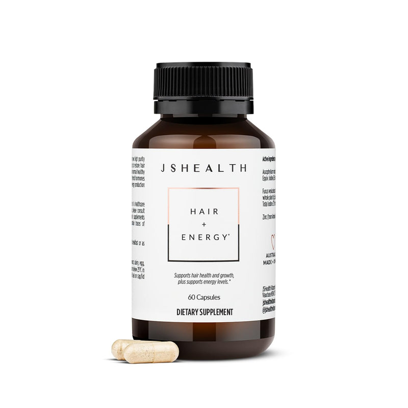 JSHealth Hair Growth Vitamins for Women. Hair + Energy with Kelp Iodine and Zinc. Supports Thickness, Strength, Energy. Nutritionist-Formulated (60 Capsules) | Hair Vitamins for Women and Men, Zinc and Iodine Hair Supplements for Hair Growth
