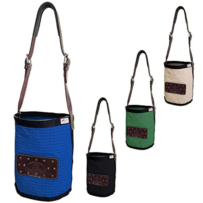 Derby Originals Ripstop 24 Oz Canvas Feed Bag with Padded Leather Crown Strap for Safety and No-Spill Flap Design Full Horse Royal Blue - BeesActive Australia