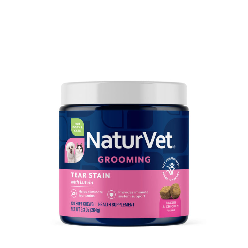 NaturVet Lutein Tear Stain Supplements for Dogs & Cats – Prevents Tear Stains for Dog, Cat Breeds – Includes Oregon Grape Root, Marshmallow Root, Cranberry Extract – 120 Ct.