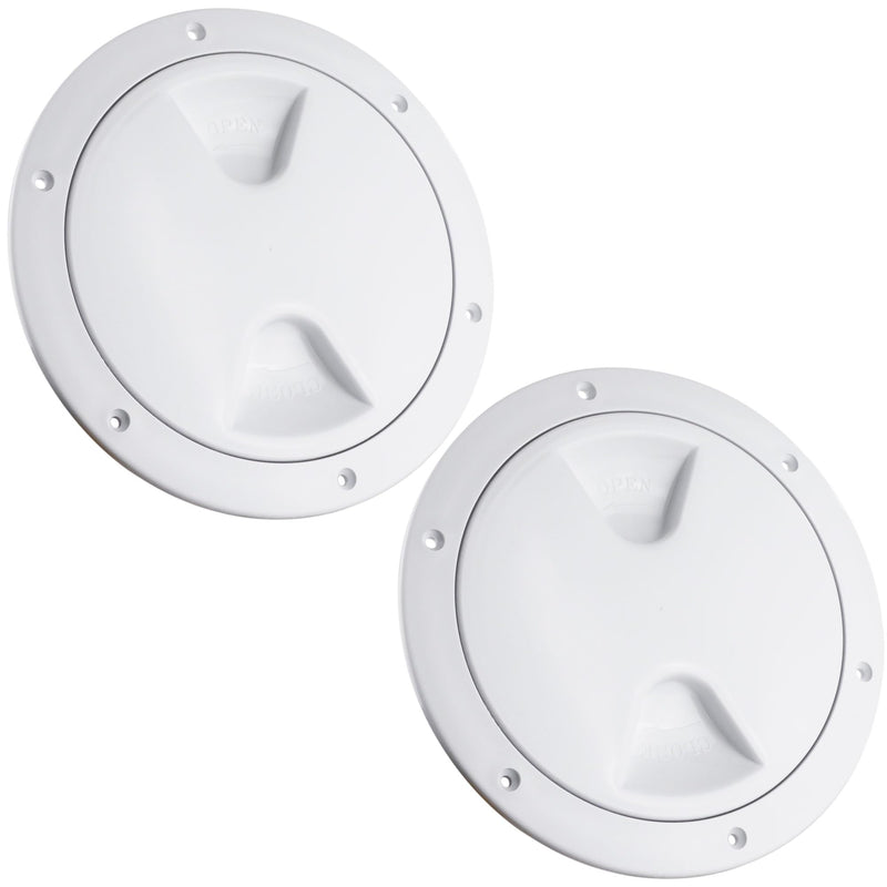 Five Oceans Boat Hatch, Marine Hatch - Boat Access Hatch, Round Inspection Deck Plate Hatch with Detachable Cover for Boat Yacht, UV Resistant ABS White Plastic, 4", 5", 6", 8" Multiple Sizes 6" (2-Pack)