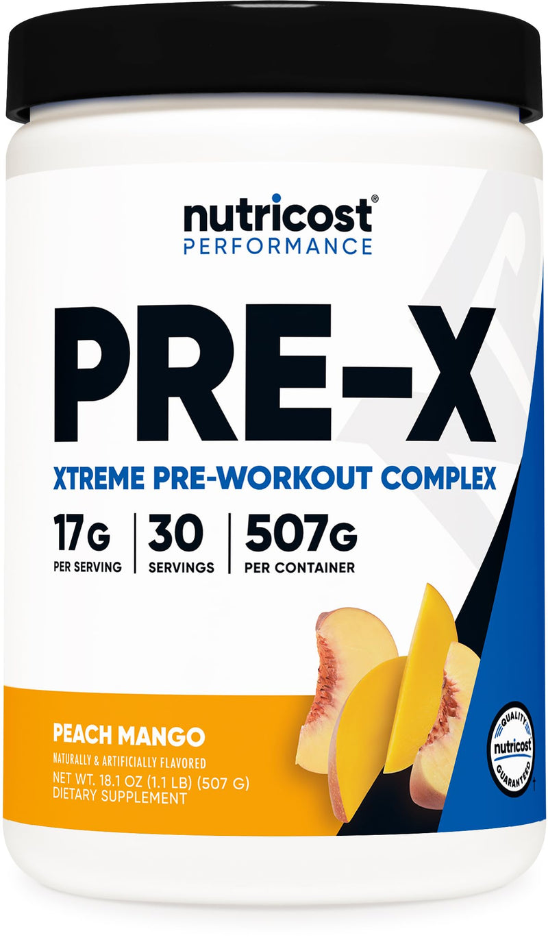 Nutricost Pre-X Extreme Pre-Workout Powder Complex (Peach Mango) 30 Serv | Vegetarian, GMO-Free and Gluten-Free Peach Mango 18.1 Ounce (Pack of 1)