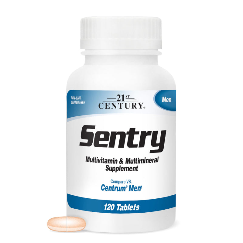 21st Century Sentry Men Multivitamin Tablets, Daily Support, 120 Count | Complete Daily Multivitamin & Multimineral, Compare VS. Centrum® Men, Men for Energy, Immunity & Metabolism Support