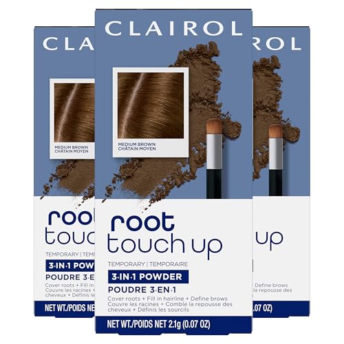 Clairol Root Touch-Up Temporary Concealing Powder, Medium Brown, Pack of 3 0.07 Ounce (Pack of 3)