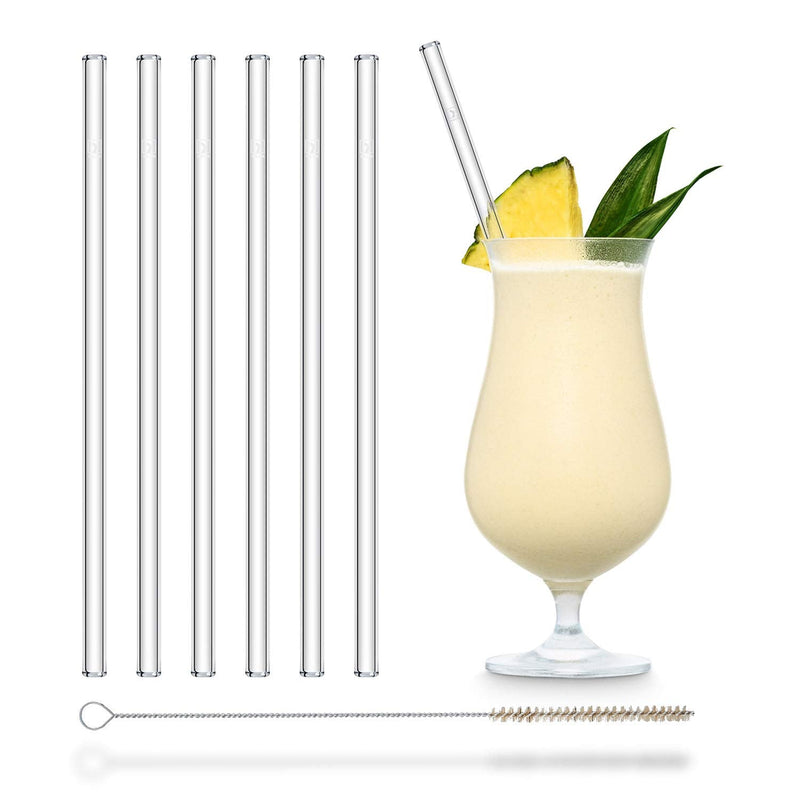 HALM Glass Straws - 6x 9 inch Reusable Drinking Straws + Plastic-Free Cleaning Brush - Made in Germany - Dishwasher Safe - Eco-Friendly - Straight - Perfect for Smoothies, Cocktails - BeesActive Australia
