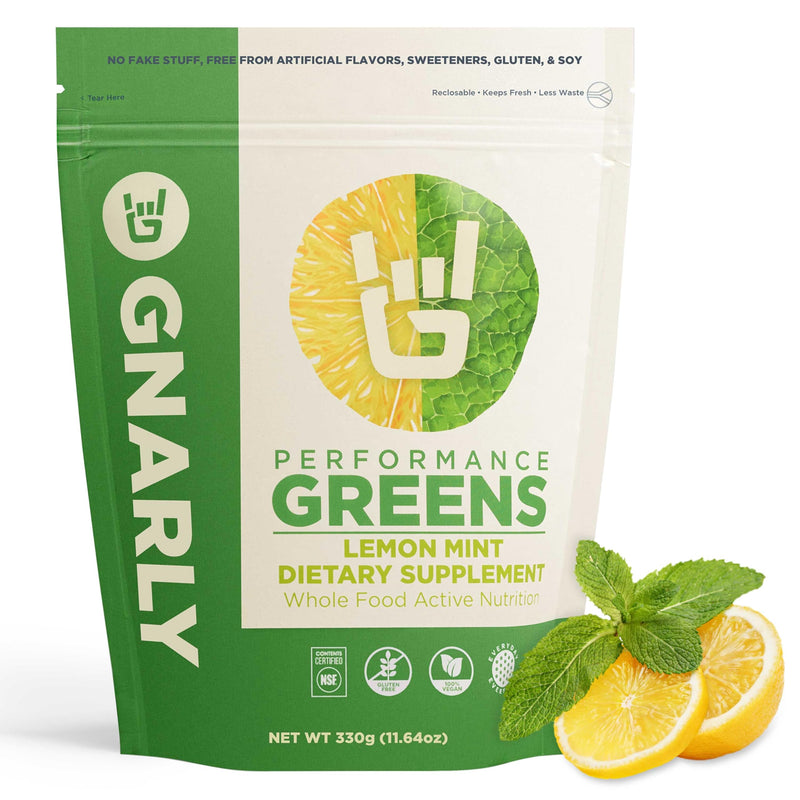 Gnarly Nutrition Greens Superfood Powder – Lemon Mint Performance Super Greens Powder – NSF Contents Certified – Organic, Probiotics & Essential Micronutrients - Lemon Mint, 11.64 oz Bag (30 Servings)